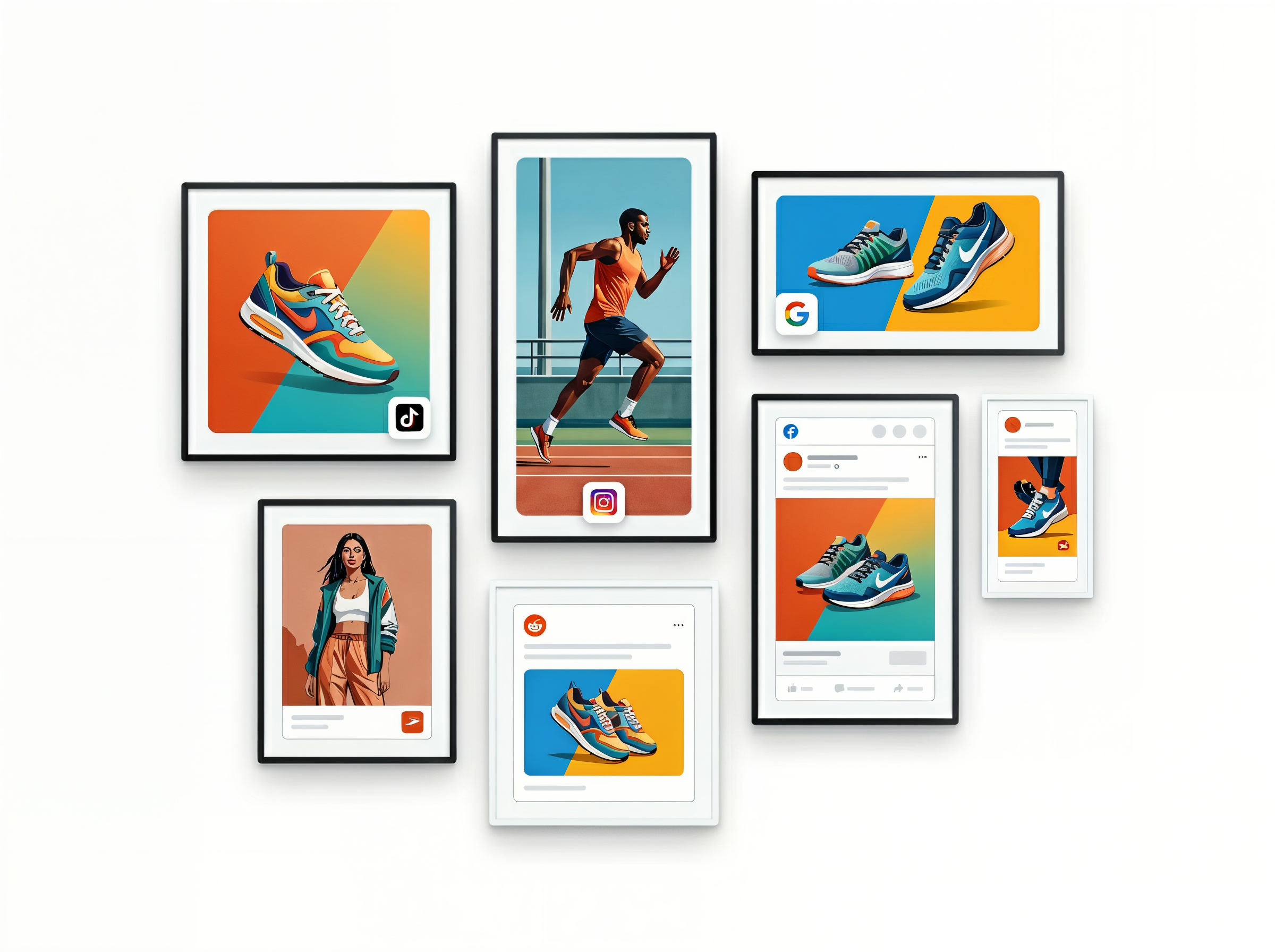 A wall of AI-generated ads in every platform format